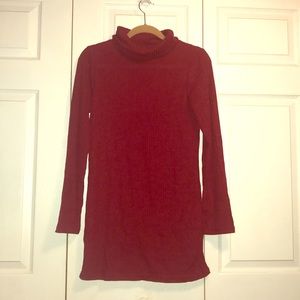 Red turtle neck sweater dress